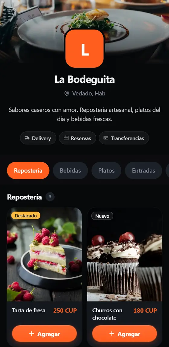 El sitio de La Bodeguita en Pregón: portada, categorías y productos con su precio